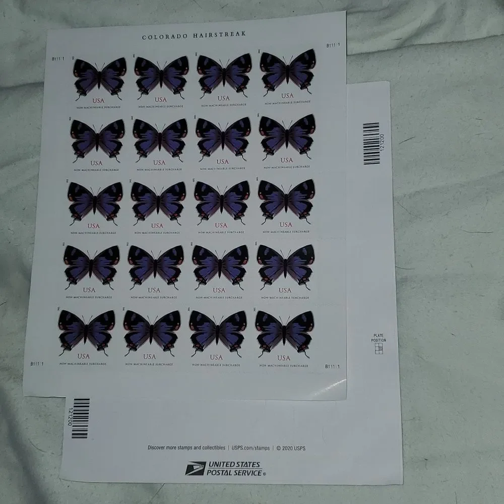 60 USPS Non-Machinable Surcharge Stamps Square or Irregular‎ Envelopes Butterfly